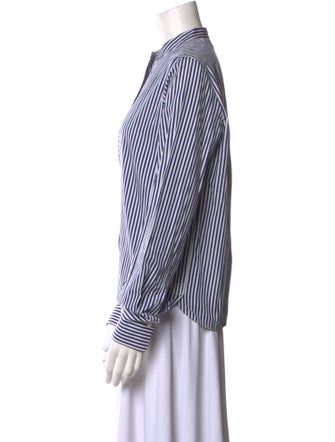 Joseph Striped Mock Neck Button-Up Top