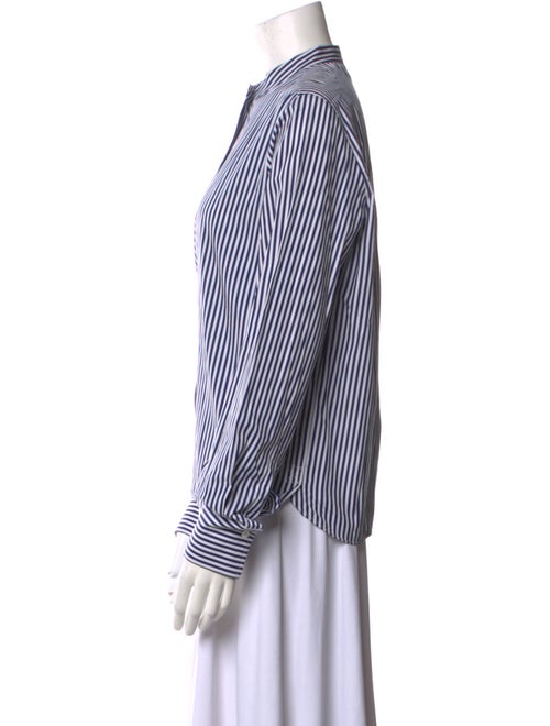 Joseph Striped Mock Neck Button-Up Top
