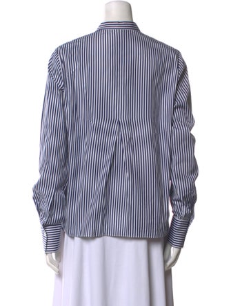 Joseph Striped Mock Neck Button-Up Top