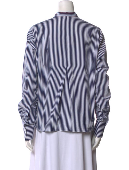Joseph Striped Mock Neck Button-Up Top