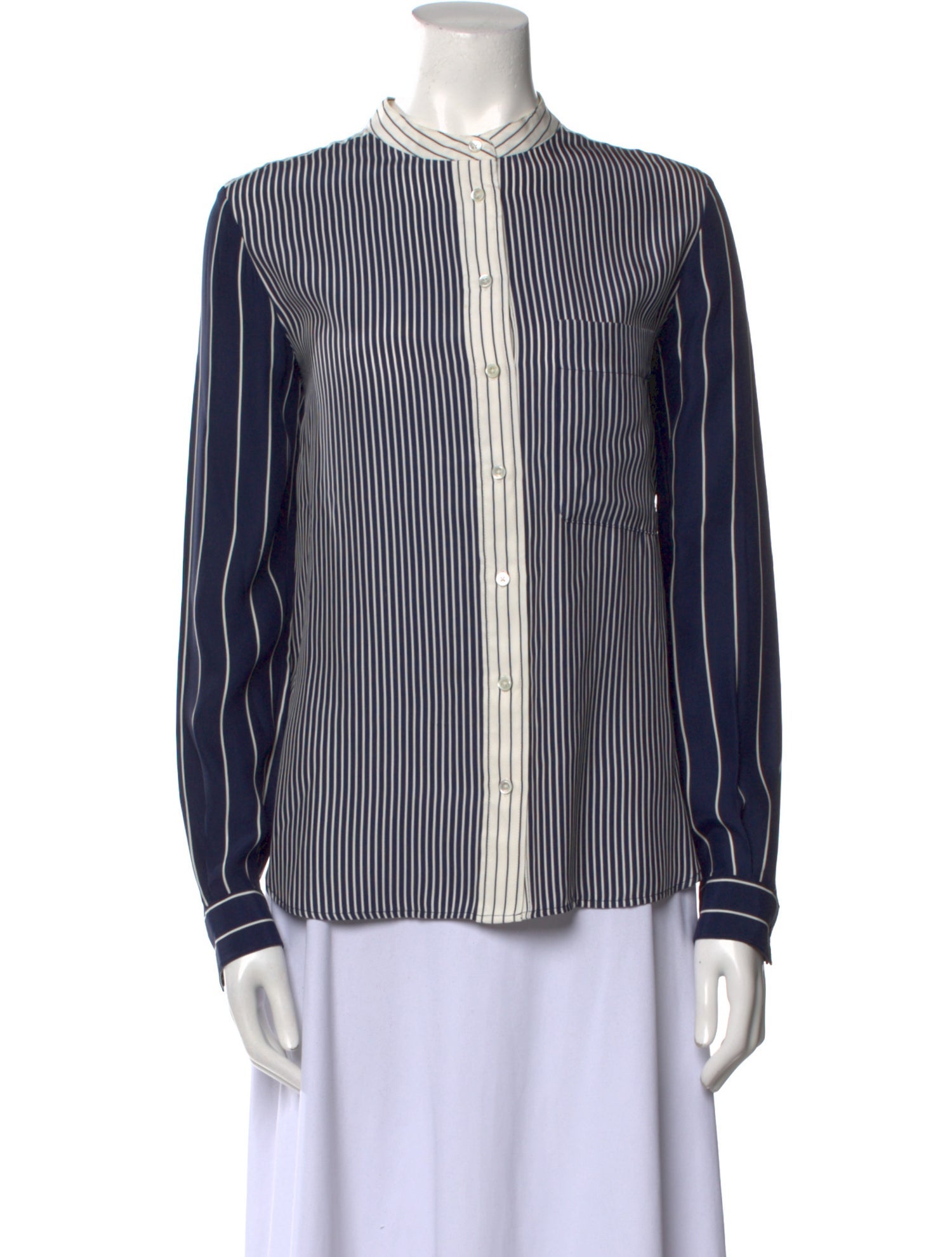 Joseph Silk Striped Button-Up Top