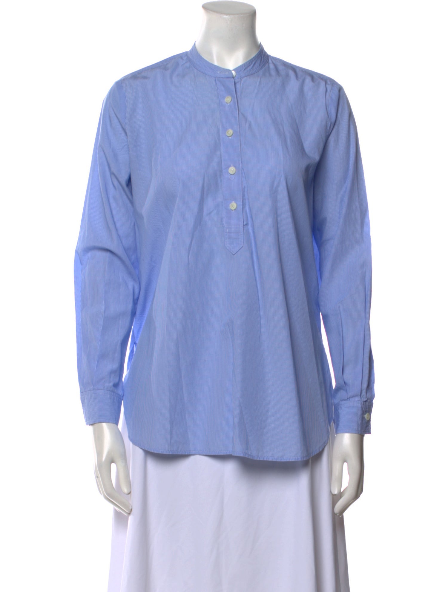 Joseph Mock Neck Long Sleeve Button-Up Top