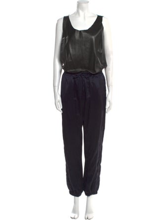 Joseph Leather Scoop Neck Jumpsuit