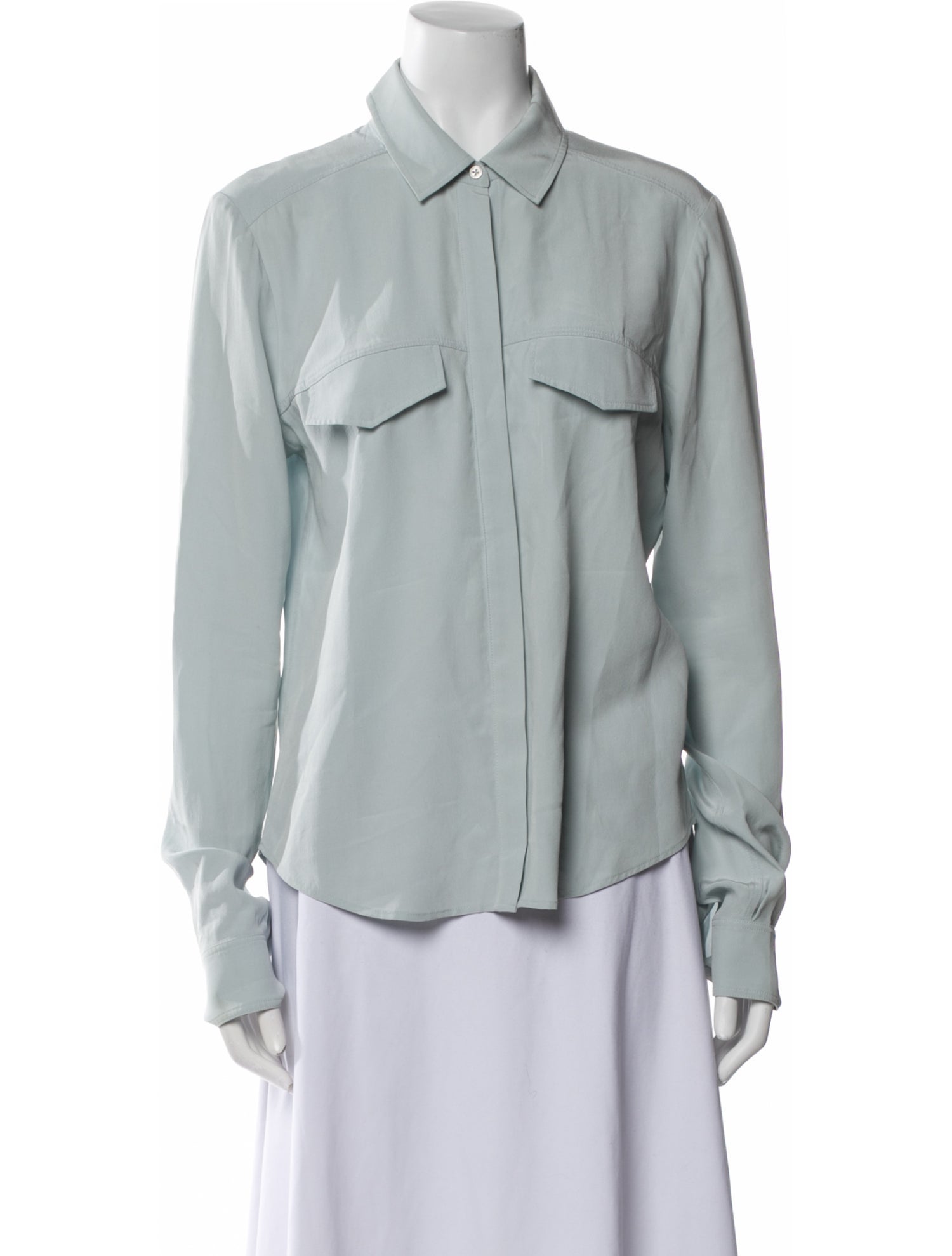 Joseph Silk Long Sleeve Button-Up Top