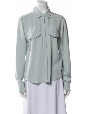 Joseph Silk Long Sleeve Button-Up Top
