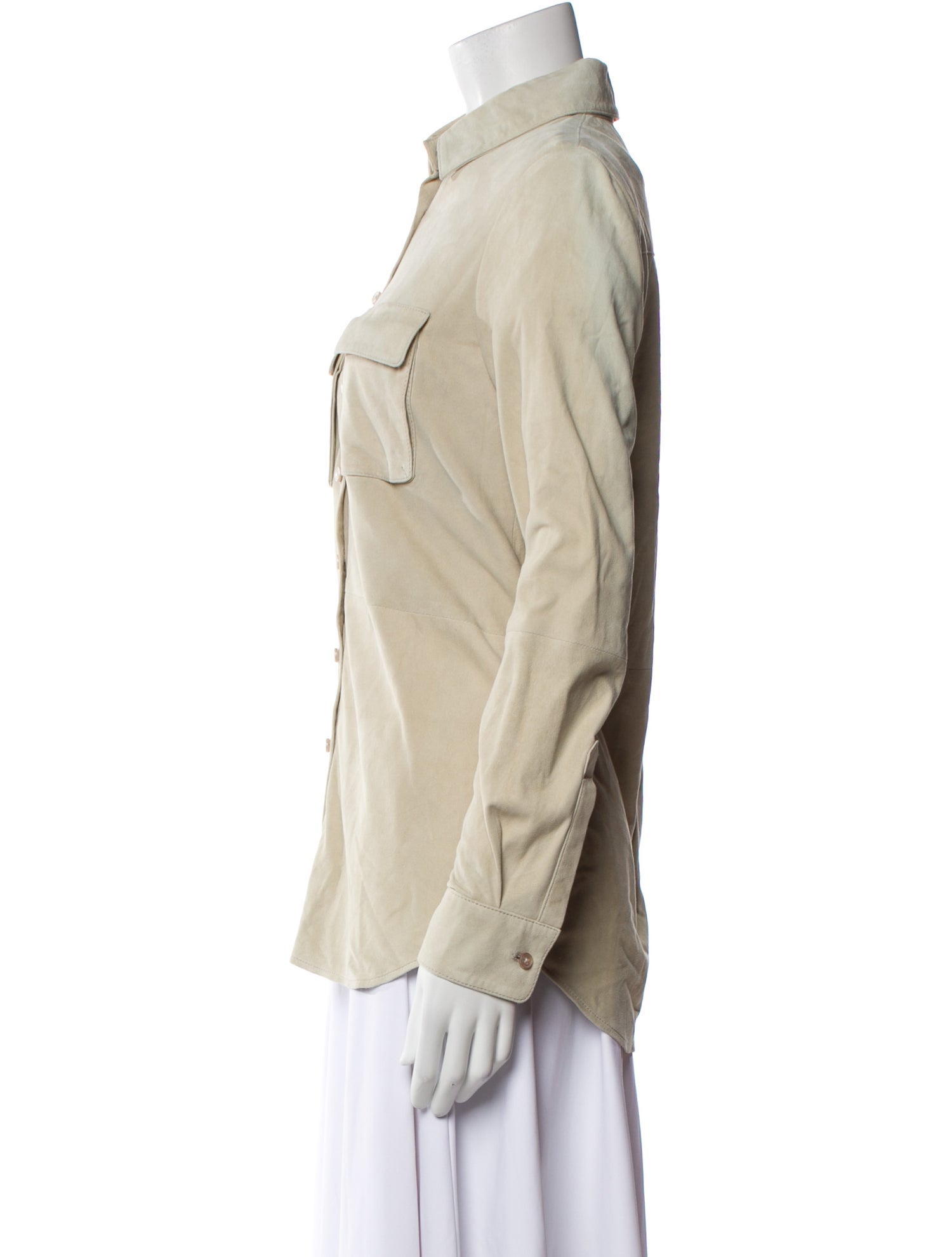 Joseph Calfskin Long Sleeve Button-Up Top