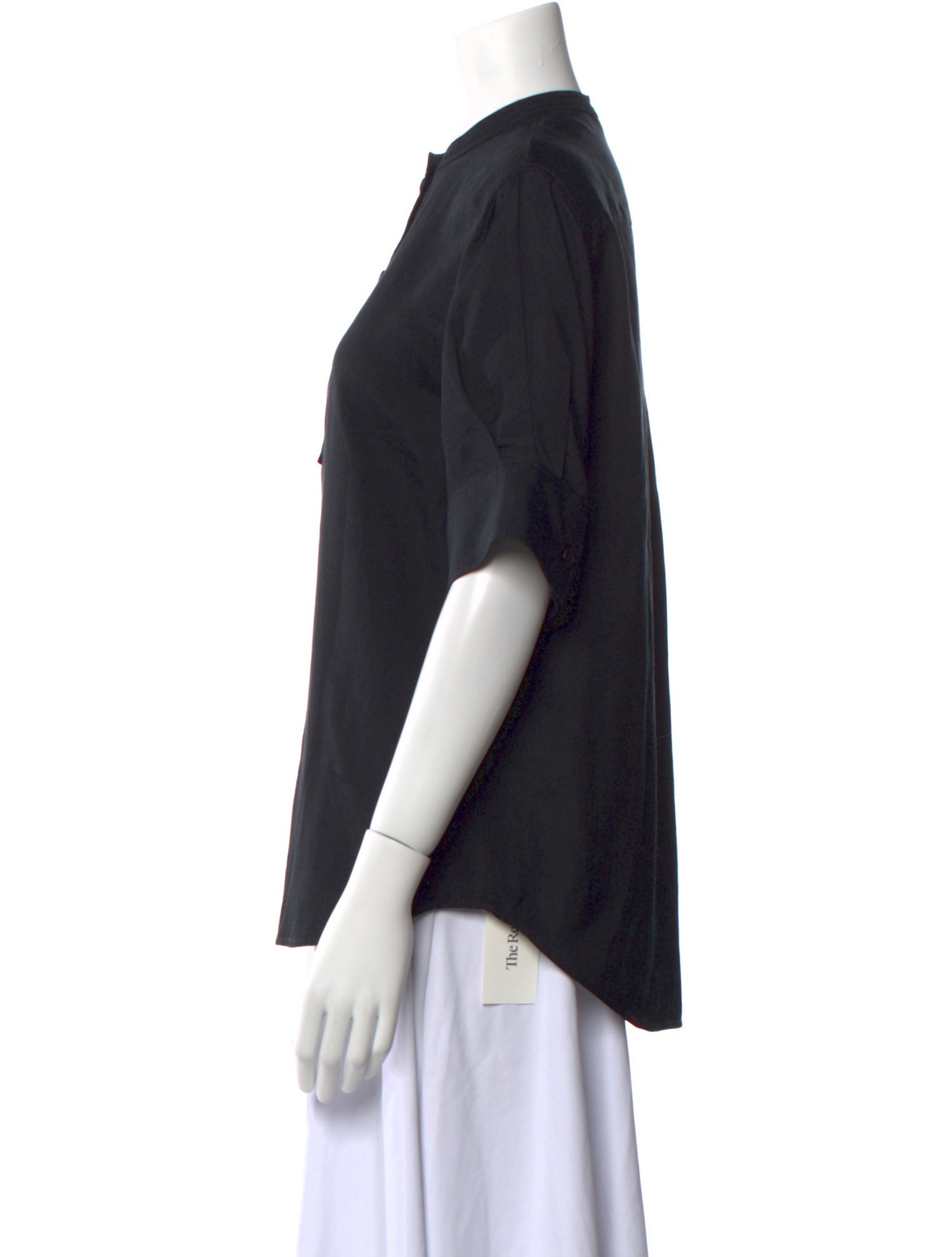 Joseph Crew Neck Short Sleeve Button-Up Top