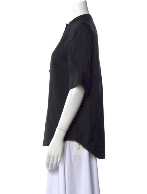 Joseph Crew Neck Short Sleeve Button-Up Top