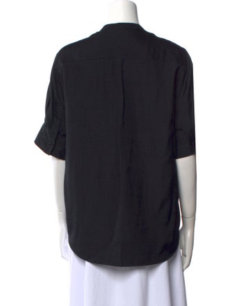 Joseph Crew Neck Short Sleeve Button-Up Top