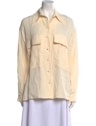 Joseph Silk Long Sleeve Button-Up Top