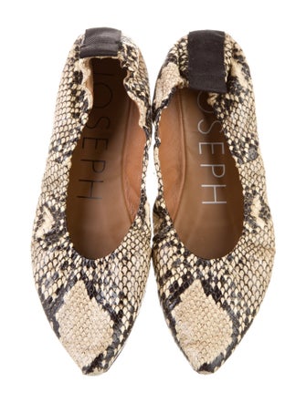 Joseph Snakeskin Animal Print Ballet Flats