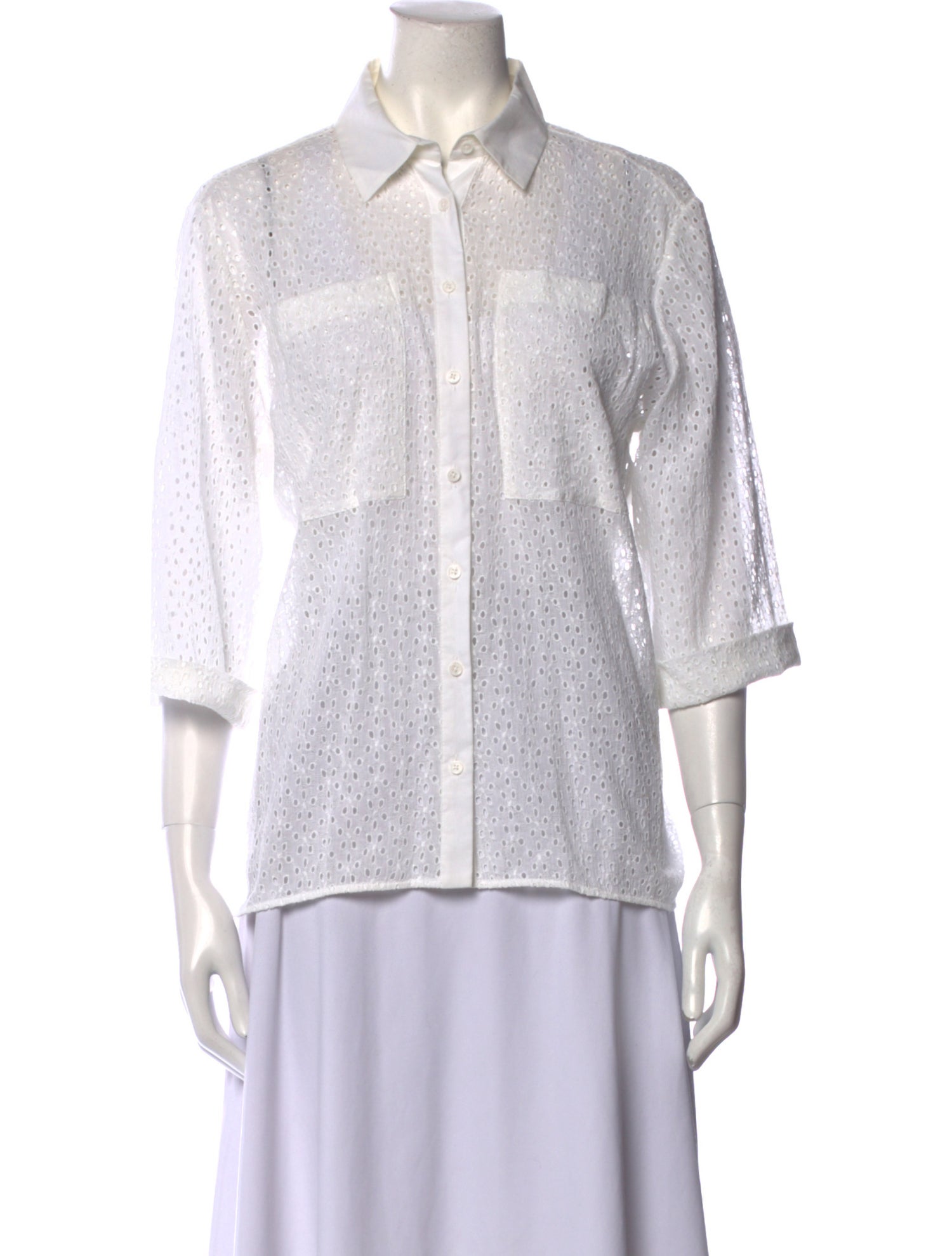 Joseph Three-Quarter Sleeve Button-Up Top