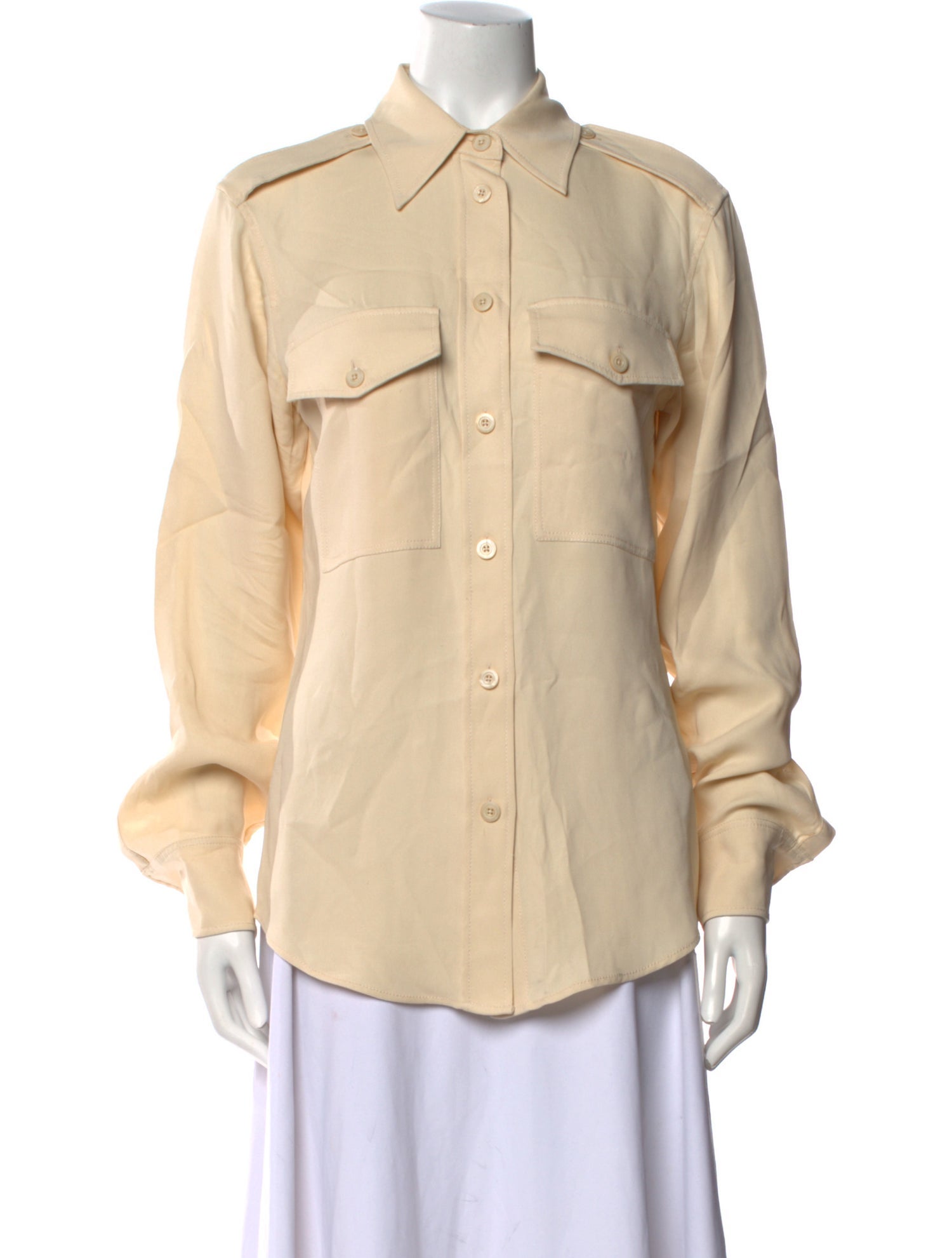 Joseph Silk Long Sleeve Button-Up Top