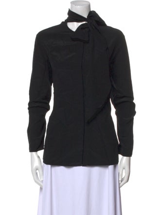 Joseph Silk Mock Neck Button-Up Top
