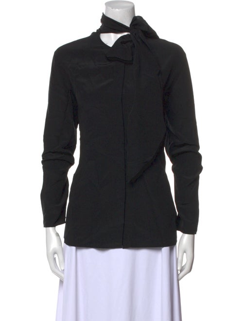 Joseph Silk Mock Neck Button-Up Top