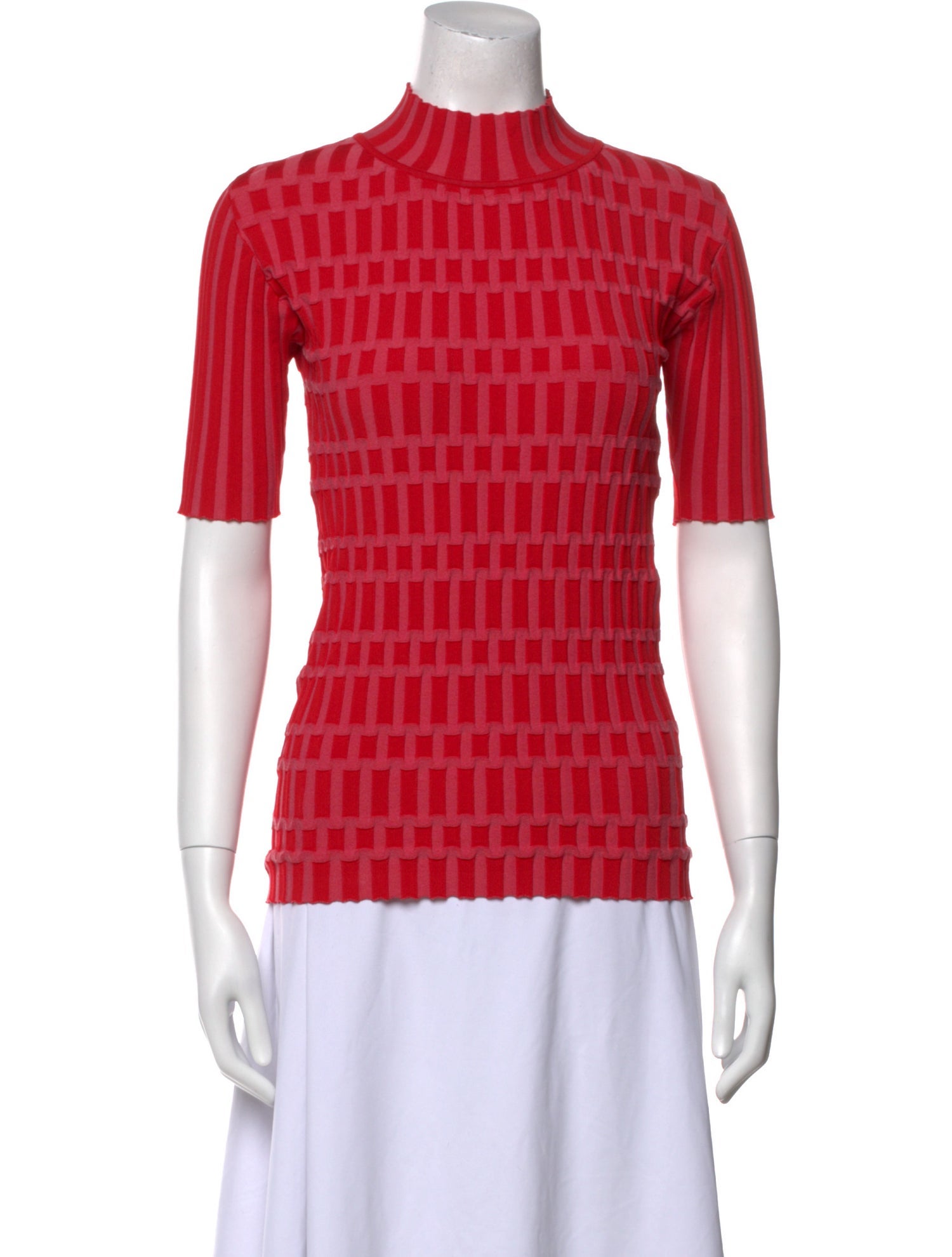 Joseph Plaid Print Mock Neck Top