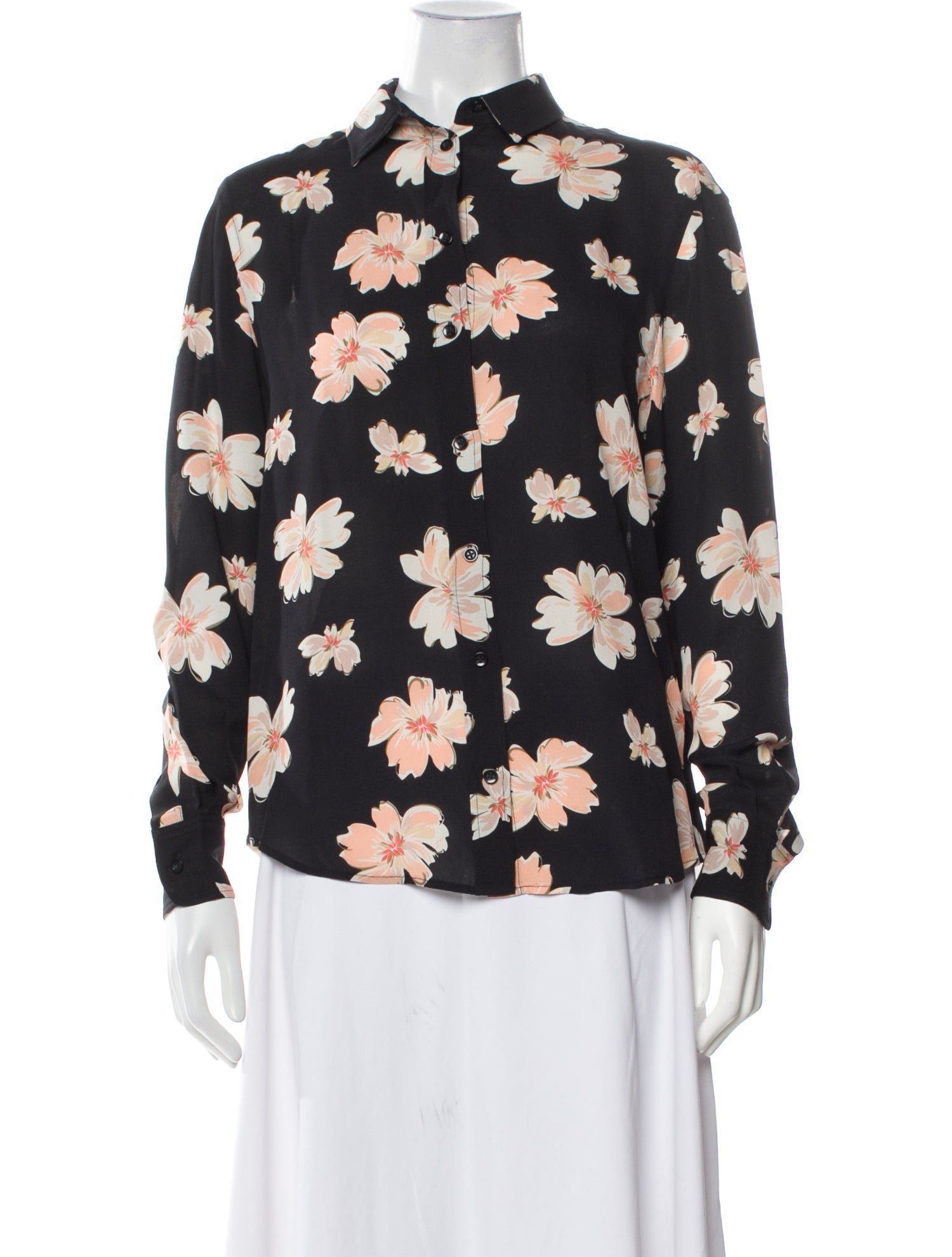 Joseph Silk Floral Print Button-Up Top