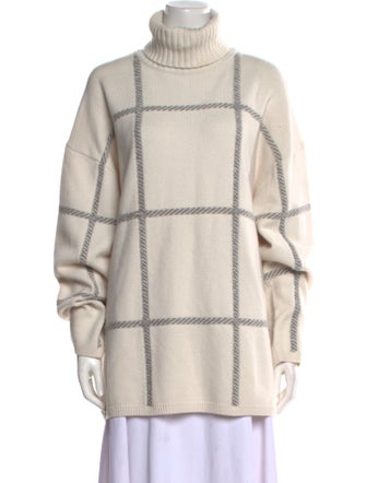 Joseph Merino Wool Plaid Print Sweater