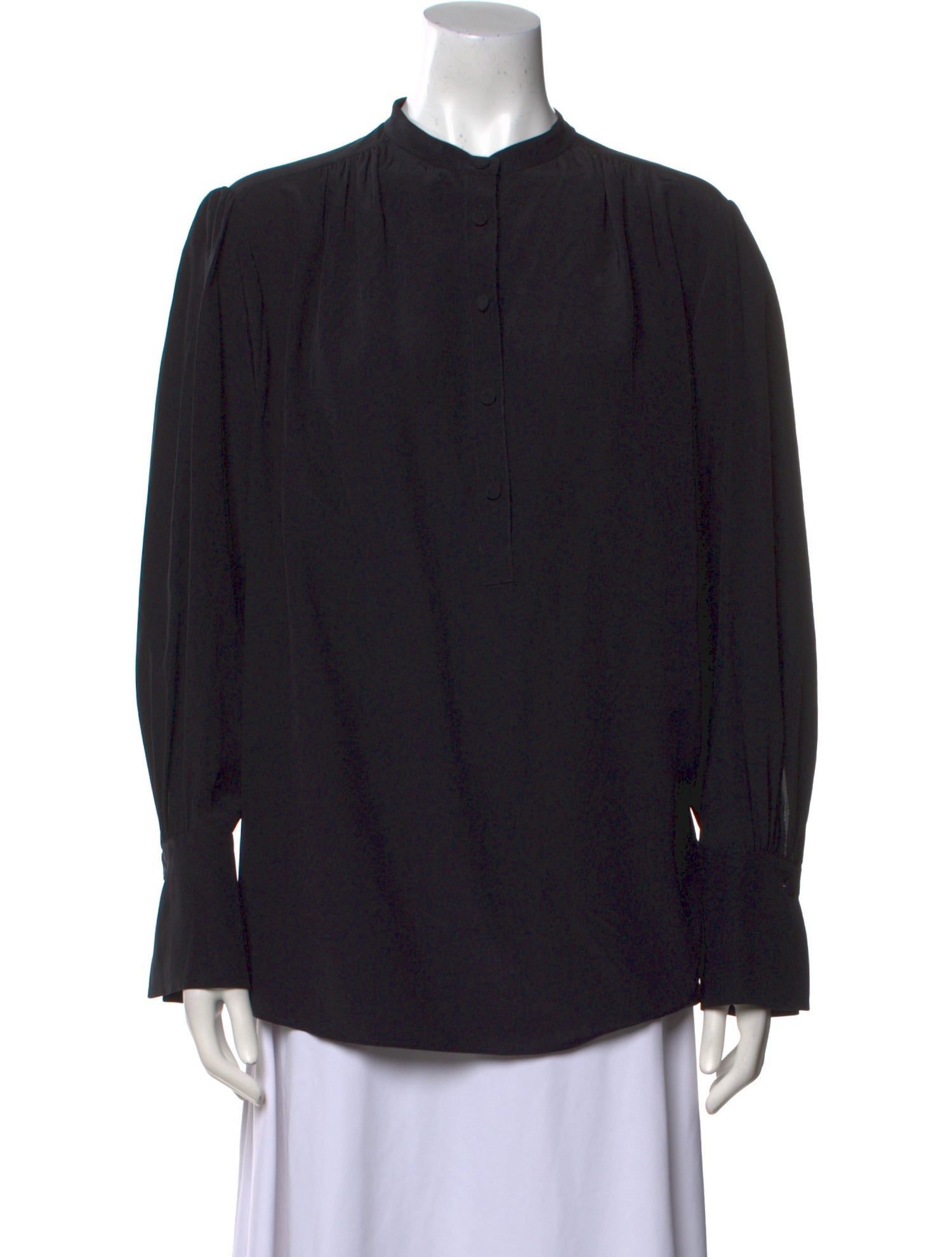 Joseph Silk Mock Neck Button-Up Top