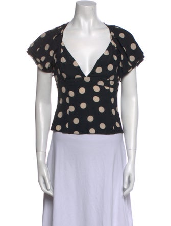 Joseph Silk Polka Dot Print Crop Top