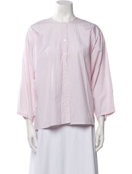 Joseph Striped Crew Neck Button-Up Top