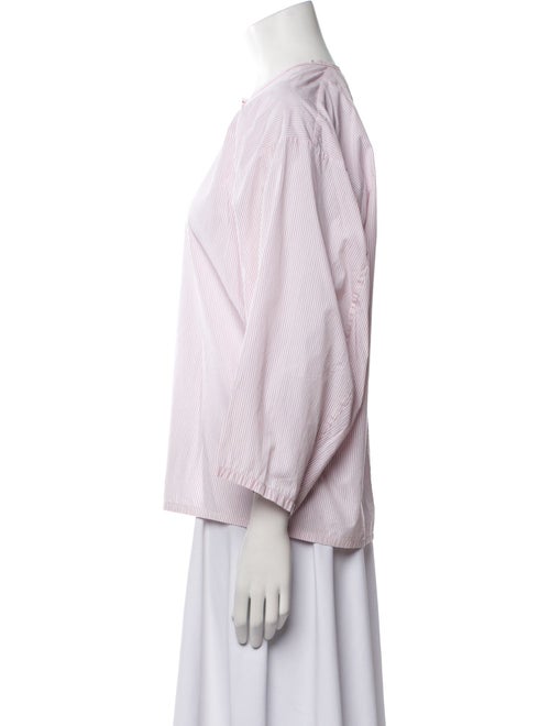 Joseph Striped Crew Neck Button-Up Top