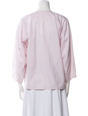 Joseph Striped Crew Neck Button-Up Top