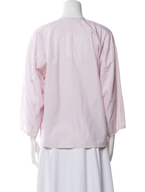 Joseph Striped Crew Neck Button-Up Top