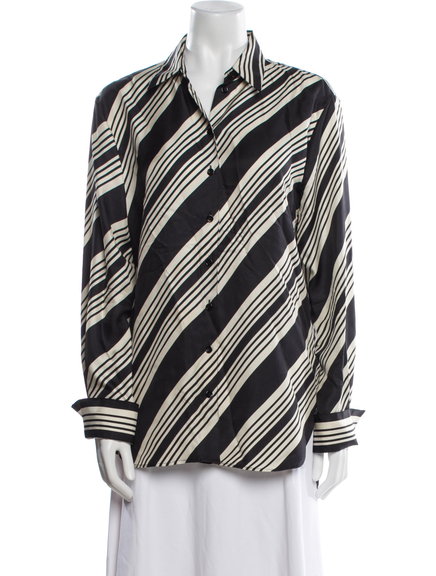 Joseph Silk Striped Button-Up Top