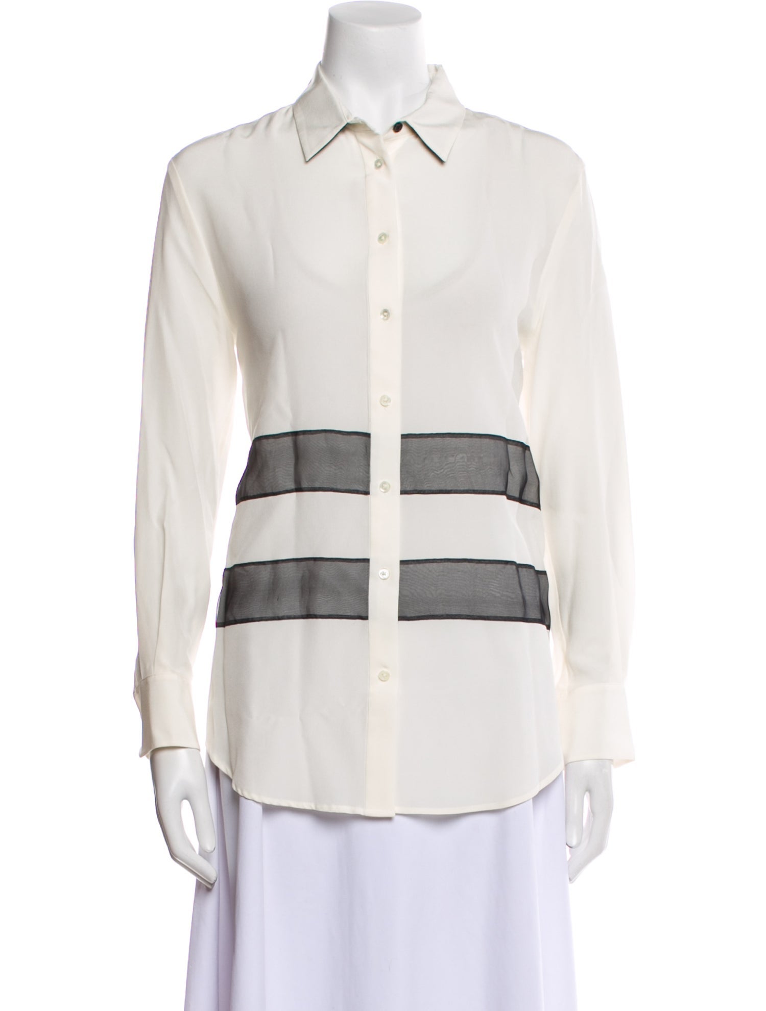 Joseph Silk Long Sleeve Button-Up Top