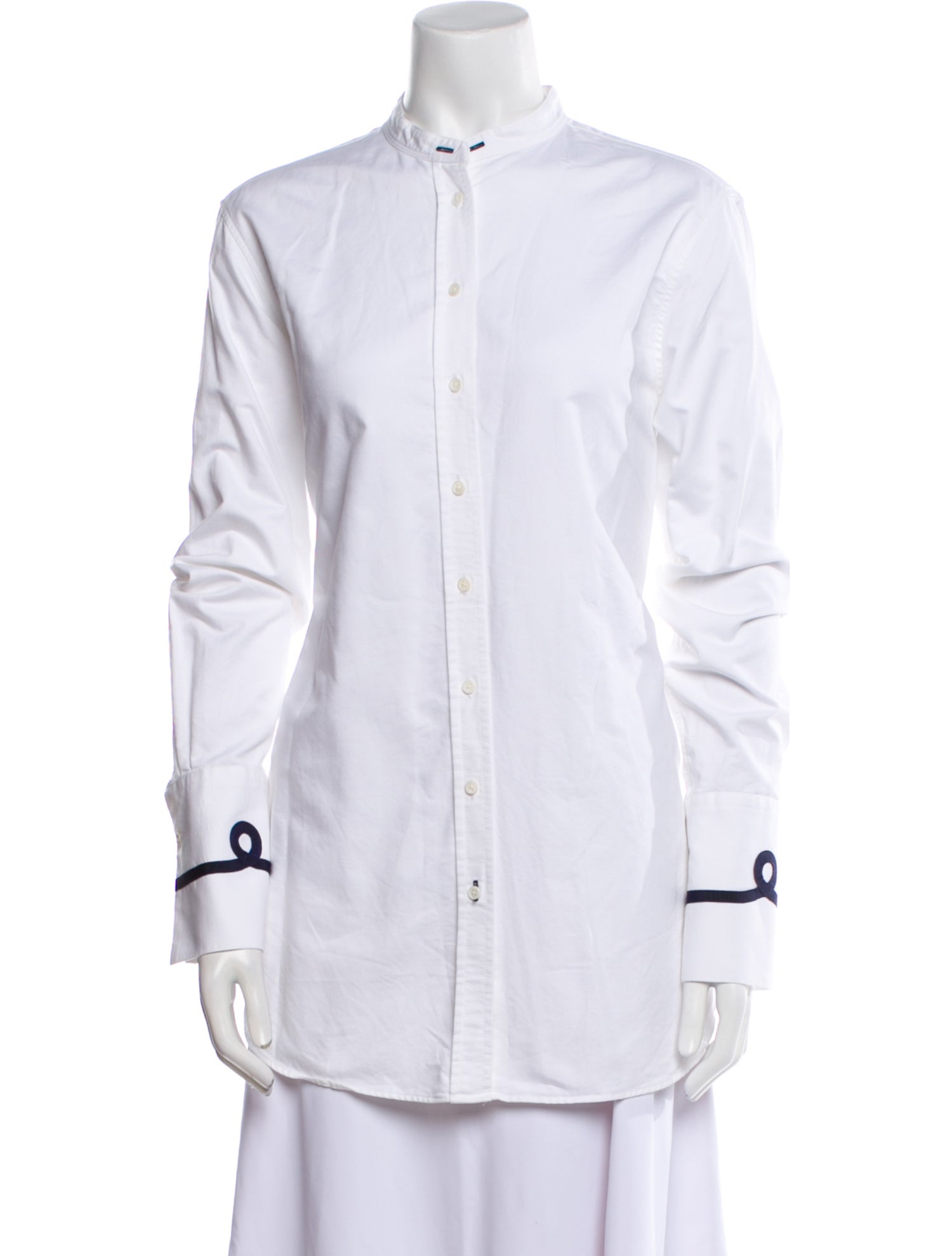 Joseph Mock Neck Long Sleeve Button-Up Top