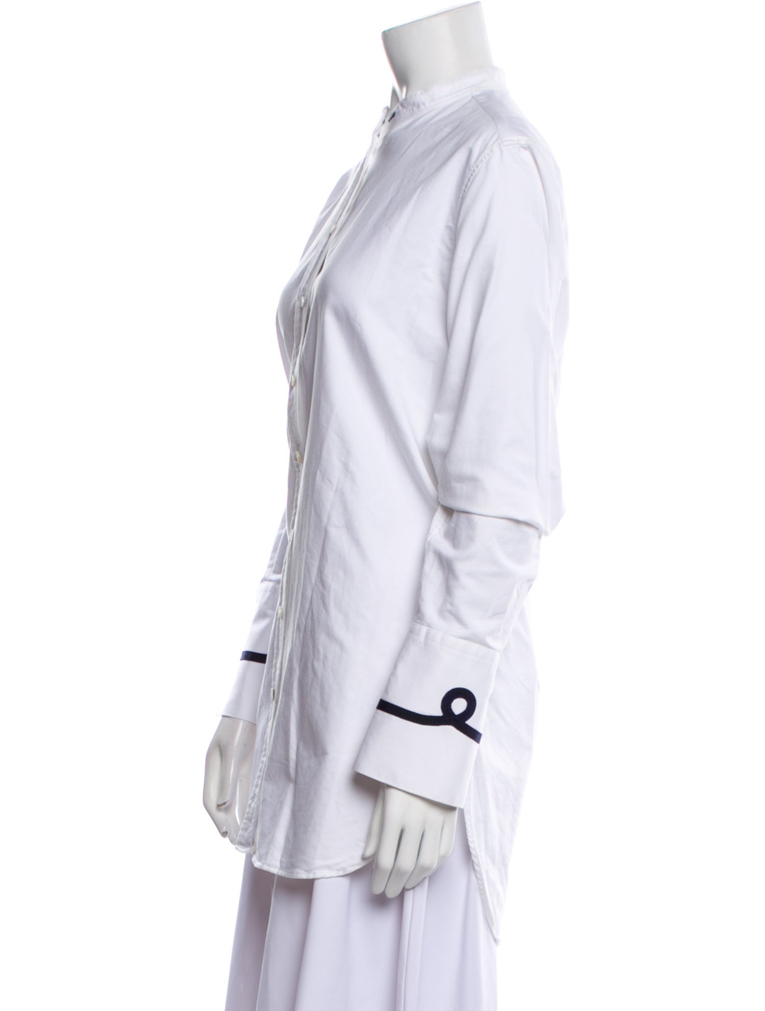 Joseph Mock Neck Long Sleeve Button-Up Top