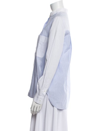 Joseph Striped Mock Neck Button-Up Top