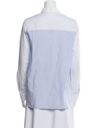 Joseph Striped Mock Neck Button-Up Top