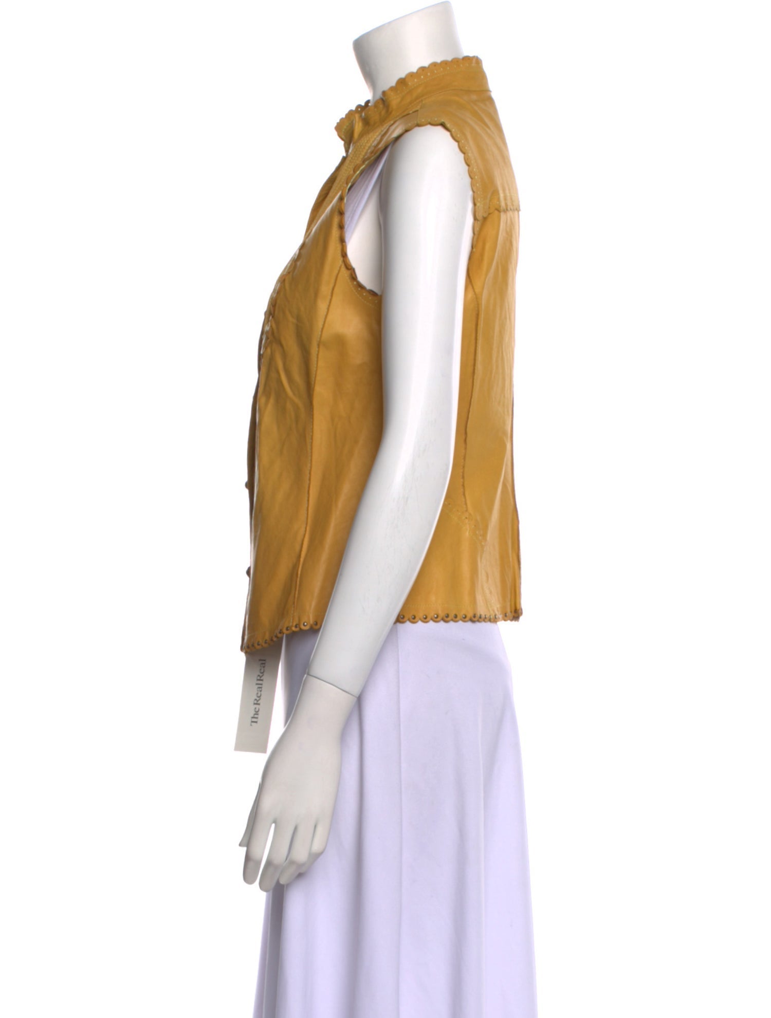 Joseph Lambskin Mock Neck Button-Up Top