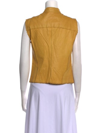 Joseph Lambskin Mock Neck Button-Up Top