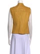 Joseph Lambskin Mock Neck Button-Up Top