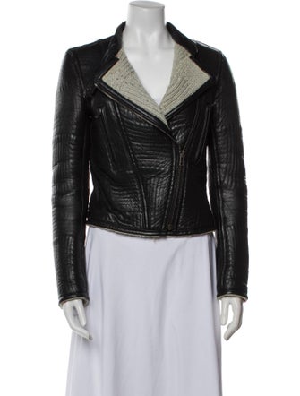 Joseph Leather Colorblock Pattern Biker Jacket