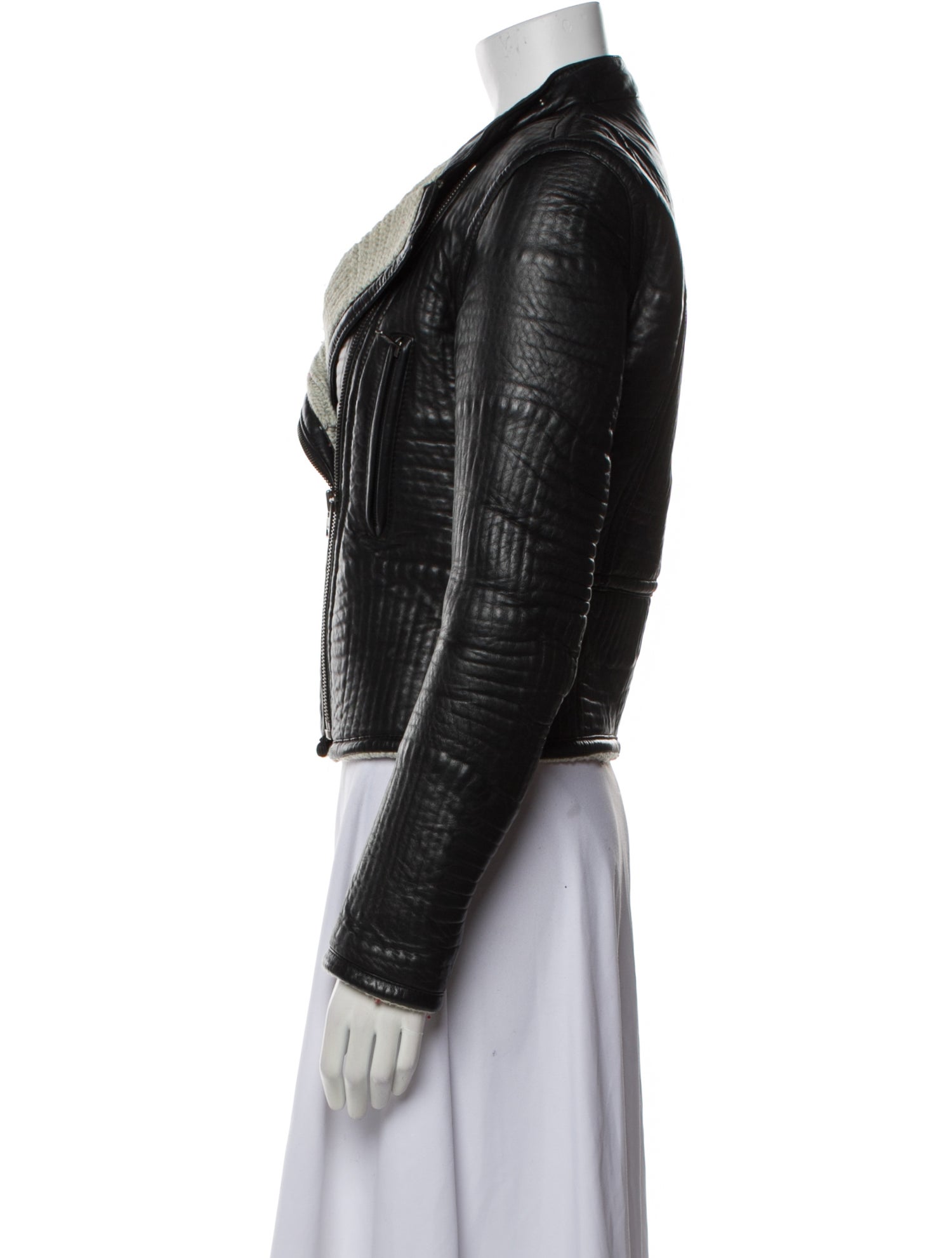 Joseph Leather Colorblock Pattern Biker Jacket