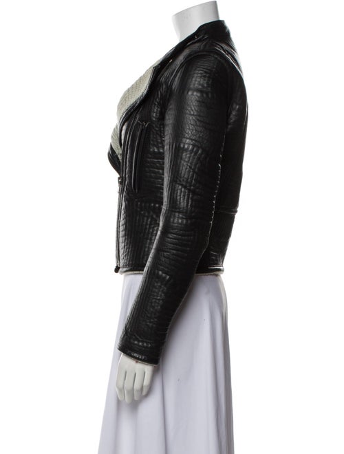 Joseph Leather Colorblock Pattern Biker Jacket