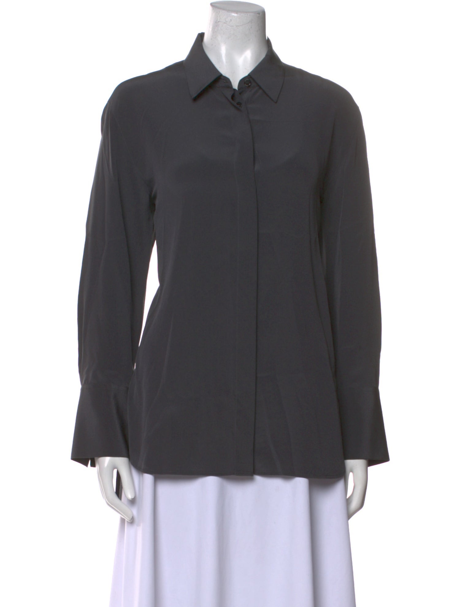 Joseph Silk Long Sleeve Button-Up Top