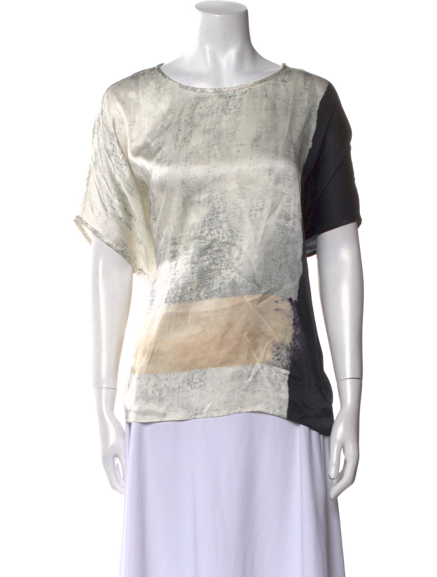 Joseph Silk Colorblock Pattern T-Shirt