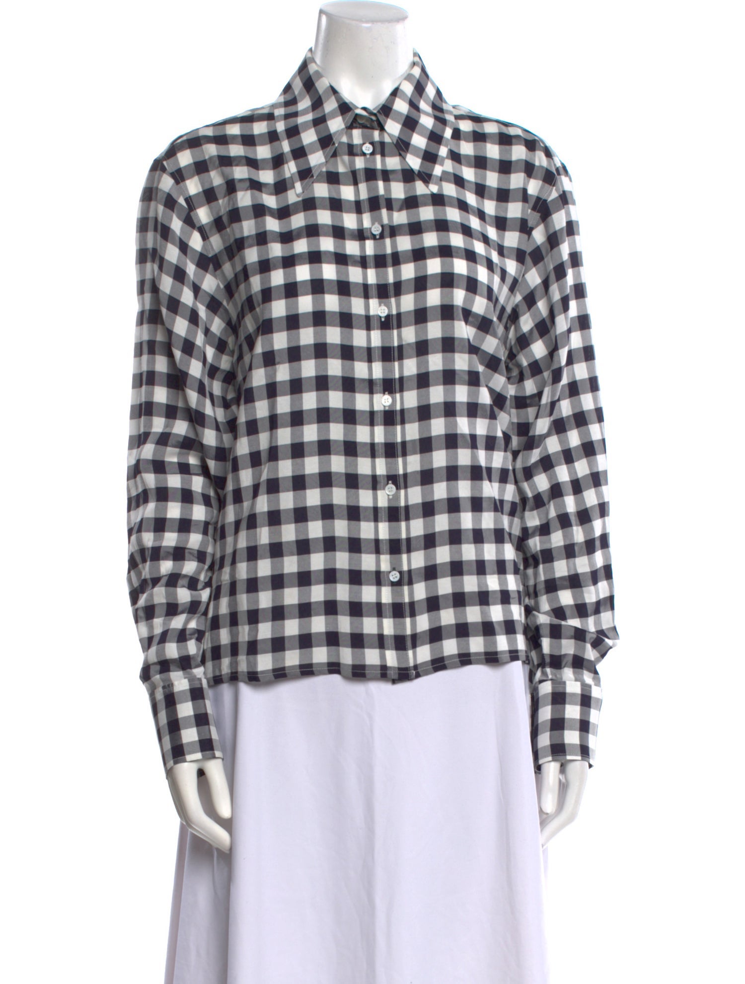 Joseph Plaid Print Long Sleeve Button-Up Top