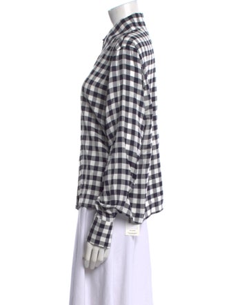 Joseph Plaid Print Long Sleeve Button-Up Top