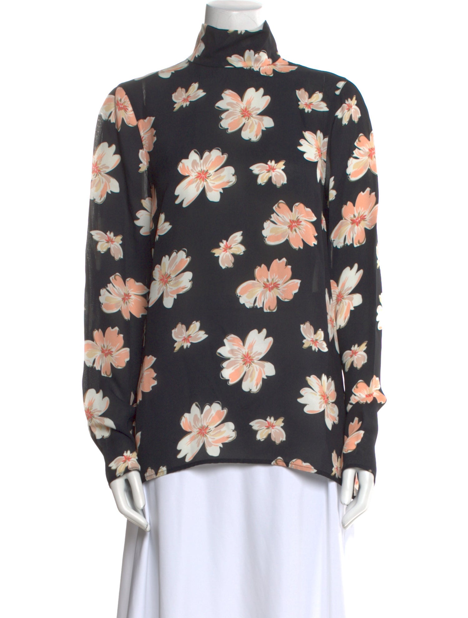 Joseph Floral Print Turtleneck Blouse