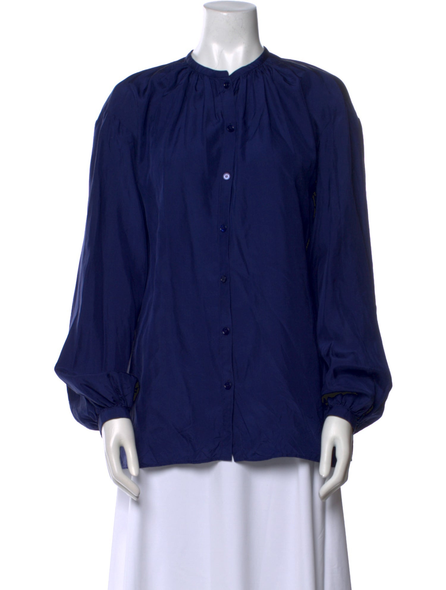Joseph Silk Mock Neck Button-Up Top