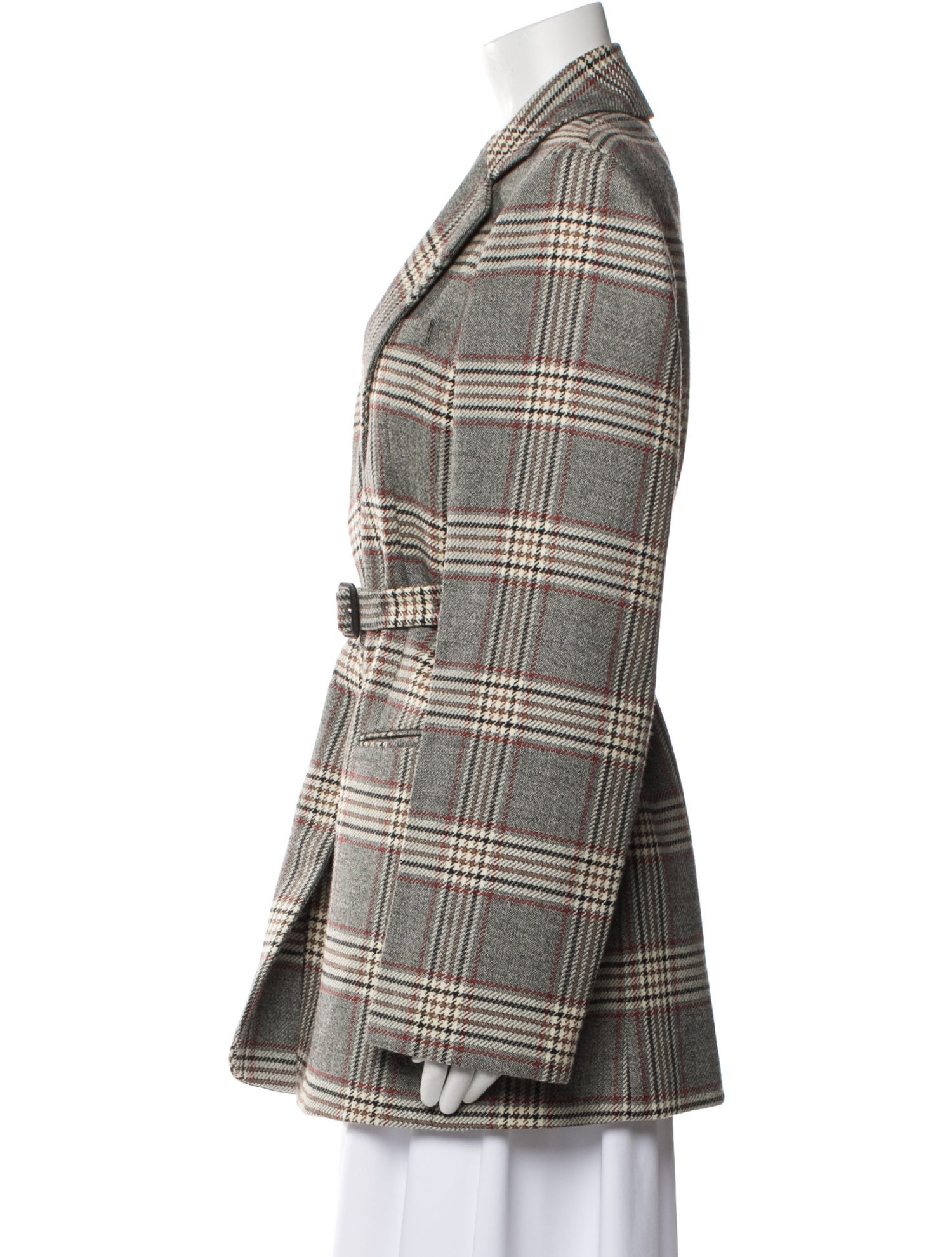 Joseph Virgin Wool Plaid Print Peacoat
