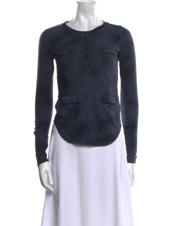 Joseph Crew Neck Long Sleeve Button-Up Top