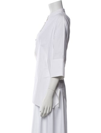 Joseph Mock Neck Three-Quarter Sleeve Button-Up Top