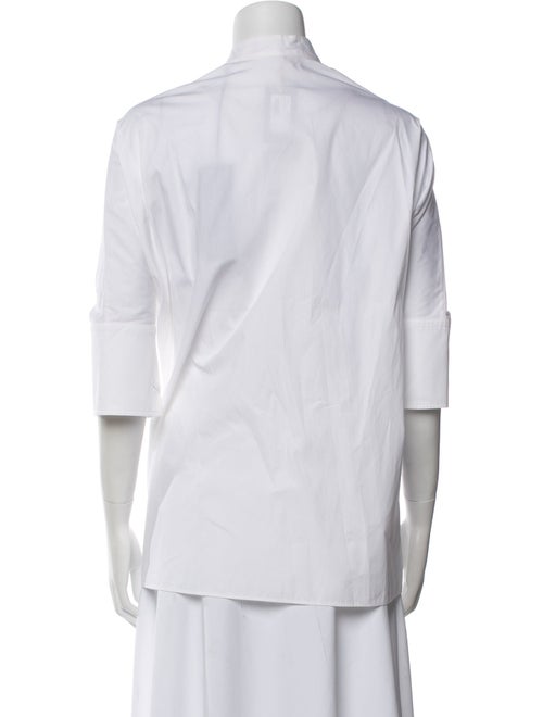 Joseph Mock Neck Three-Quarter Sleeve Button-Up Top